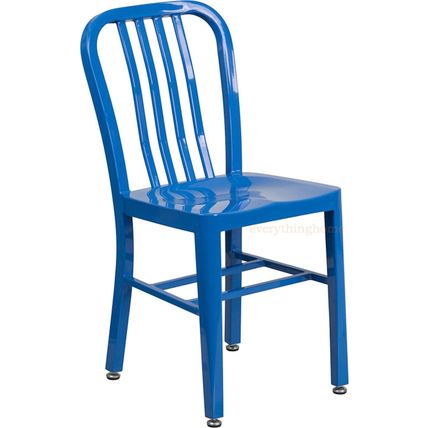 Mid-Century Blue 'Navy' Style Dining Chair Cafe Patio Restaurant In-Outdoor