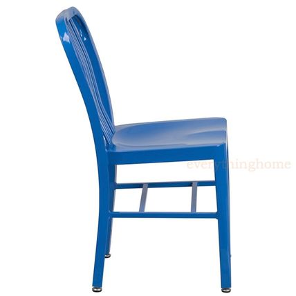 Mid-Century Blue 'Navy' Style Dining Chair Cafe Patio Restaurant In-Outdoor