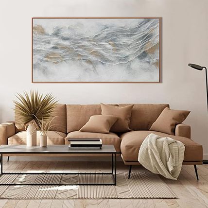 Abstract Wall Art Framed Home Artwork Decor Simple Modern Art Pieces with Gold a