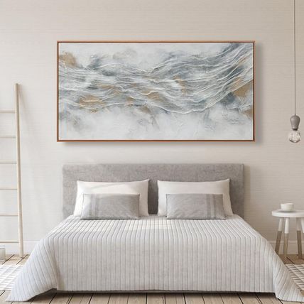 Abstract Wall Art Framed Home Artwork Decor Simple Modern Art Pieces with Gold a
