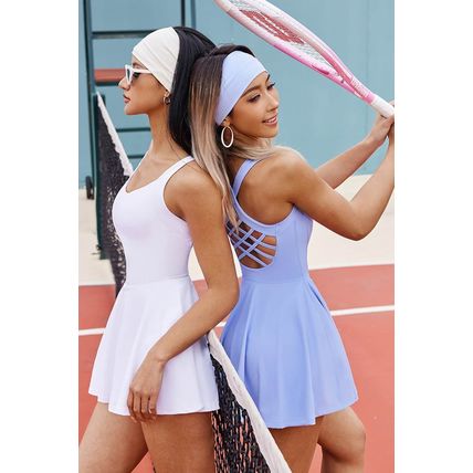 Sky Blue Solid Crisscross Open Back Ruffled Active Dress