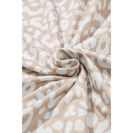 Apricot Leopard Tab Sleeve V Neck Plus Size Top