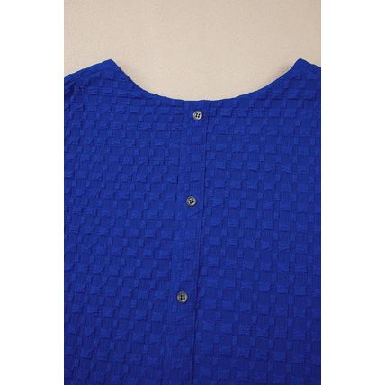 Sky Blue Jacquard Textured Buttoned Tee and Shorts Set