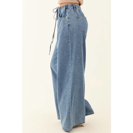 Dusk Blue Medium Wash Super Wide Leg Denim Pants