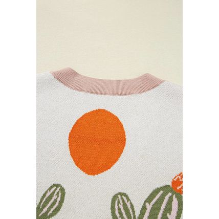 Apricot Desert Cactus Buttoned Front Sweater Cardigan