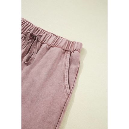 Straw Yellow Mineral Wash Tiered Wide Leg Patchwork Drawstring Pants