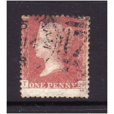 GREAT BRITAIN 1858-79 QV SG44 1d RED BROWN PLATE 198 LETTERED TH USED