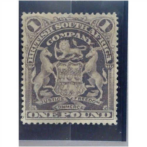 British South Africa Rhodesia 1902 £1 Blackish Purple Mounted Mint SG 90a stamp