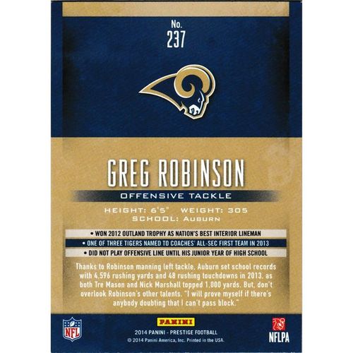 2014 Panini Prestige 237 Greg Robinson RC St. Louis Rams