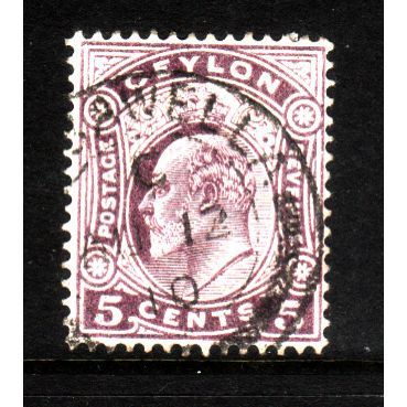 CEYLON 1908 SG 290 5c DULL PURPLE FINE USED