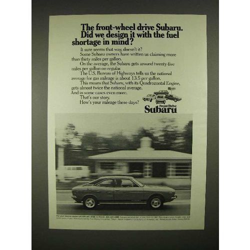1973 Subaru Car Ad - Fuel Shortage in Mind