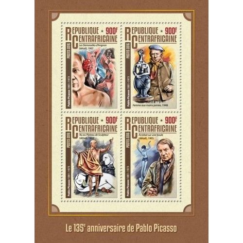 CENTRAL AFRICA 2016 SHEET MNH PABLO PICASSO ART PAINTINGS ARTE PINTURAS 2