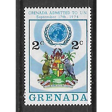 GRENADA 1975 GRENADA ADMISSION TO UN 2c GRENADA COAT OF ARMS SG 689 M MINT