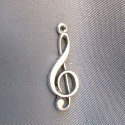 STERLING SILVER TREBLE CLEF MUSIC NOTE MUSICAL NOTE PENDANT CHARM