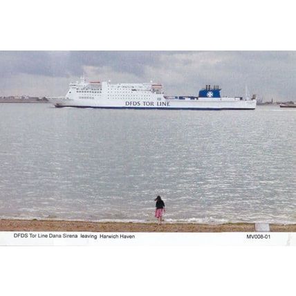 DFDS Tor Line Dana Sirena Leaving Harwich Sea Harbour Haven Girl Waving Postcard