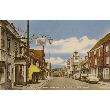 Queens Inn Pub Valentines Steyning 1960s Postcard
