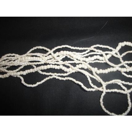 Unique handmade 5 strand shell & white glass seed bead summer 16" necklace