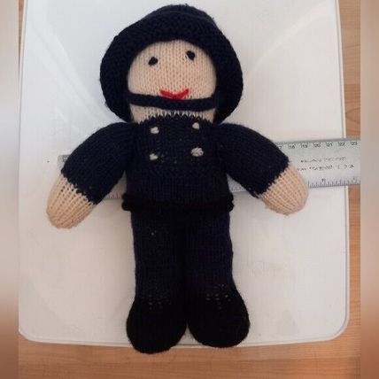 Handcrafted policeman knitted bear doll new