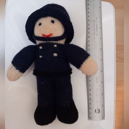 Handcrafted policeman knitted bear doll new