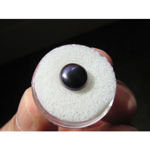 Cultured Pearl: Large Fancy Deep Purple; Half Drilled 9.7 mm; June's Birthstone