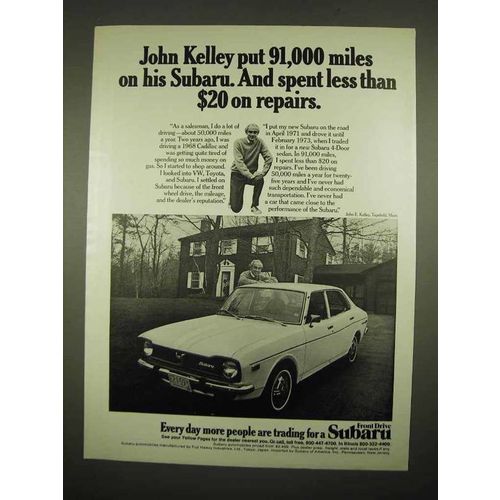 1973 Subaru Car Ad - John Kelley put 91,000 Miles