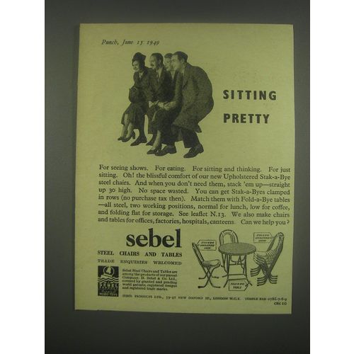 1949 Sebel Stak-a-Bye Chairs and Tables Ad - Sitting pretty