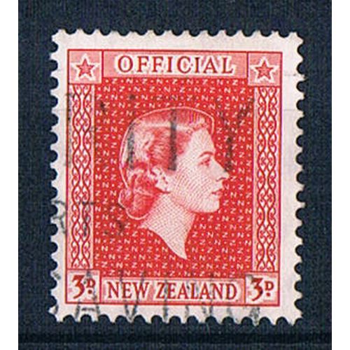 New Zealand 1954 SGO163a nz37 Queen Elizabeth II Official 3d Used Stamp