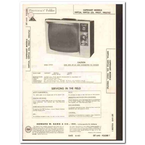 capehart models 19pt24 19pt25 tv television sams photofact manual