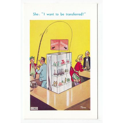 Shop Sales Assistants Fishing Rod Comic Funny Postcard 11963