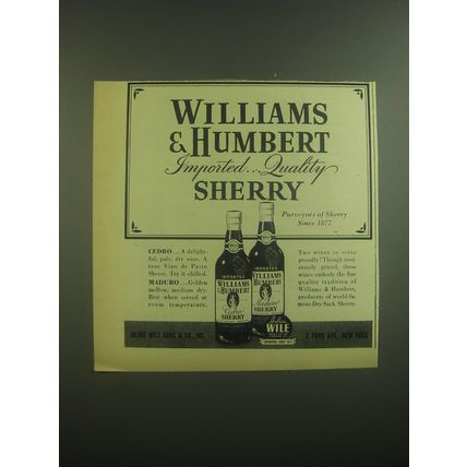 1945 Williams & Humbert Cedro and Maduro Sherry Advertisement