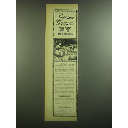 1945 Beaulieu Vineyard Ad - Winter Our new wines begin Their Development