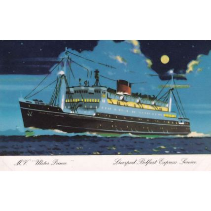 MV Ulster Prince Ship Belfast Steamship Co Ferry Plain Back Postcard