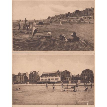 Saint Aubin Le Clos Normand Et Las Villas Sur La Dique + Bach 2x French Postcard