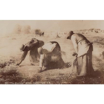 Millet The Gleaners Antique Real Photo Painting Postcard