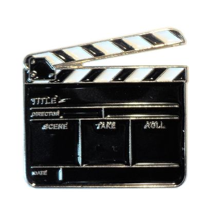 Film TV Director Clapper Board Video Production Clapboard Metal Enamel Badge NEW