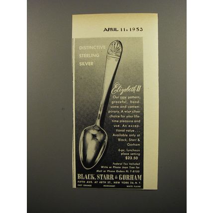 1953 Black, Starr & Gorham Elizabeth II Silverware Advertisement