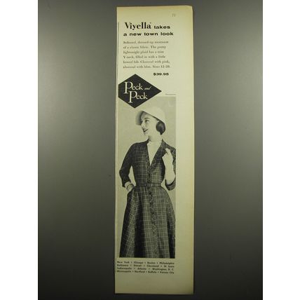 1955 Peck and Peck Dress Ad - Viyella takes a new town look