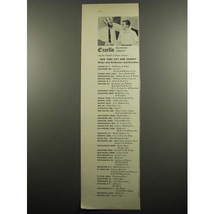 1955 Excello Batiste Shirts Ad - Excello Shirts can be found at these stores