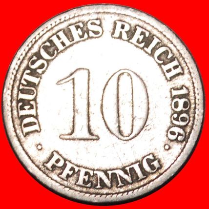 Ⰶ EAGLE (1890-1916): GERMANY ★ 10 PFENNIGS 1896G RARE!★LOW START★NO RESERVE