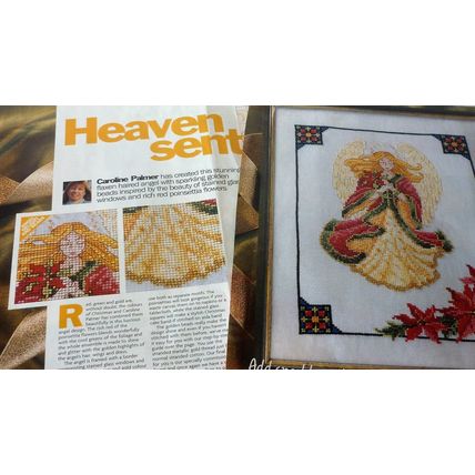 Poinsettia Angel Cross Stitch Chart Magazine Chart - Caroline Palmer