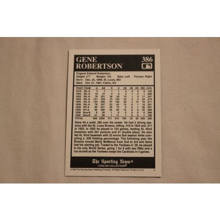 Eugene "Gene" Robertson 1992 The Sporting News Conlon Collection NO. 386