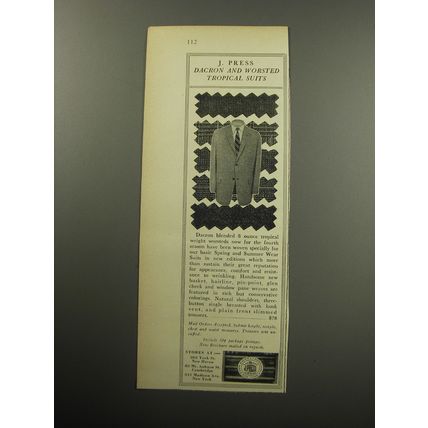 1957 J. Press Fashion Advertisement - J. Press Dacron and Worsted Tropical Suits