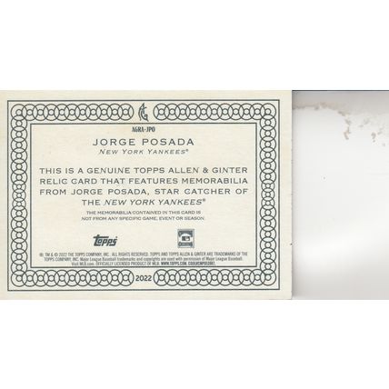 JORGE POSADA CERTIFIED BAT 2022 AUTOGRAPHED NEW YORK YANKEES HOF WORLD CHAMPION