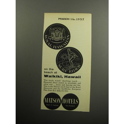 1957 Matson Hotels Advertisement