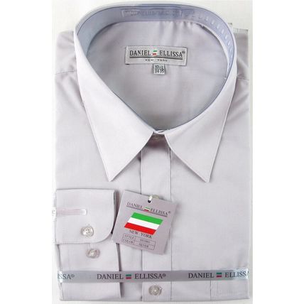 NWT Daniel Ellissa Men's Gray Dress Shirt, Convertible Cuffs, 17.5 (34/35)