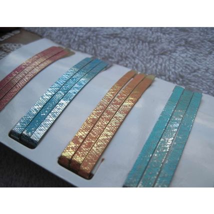 12 Scunci Textured Metals Flat Wide Hair Slide Pins Painted Metal Bobby Slides