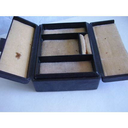 Antique Victorian Jewellery Box Faux Shagreen Finish