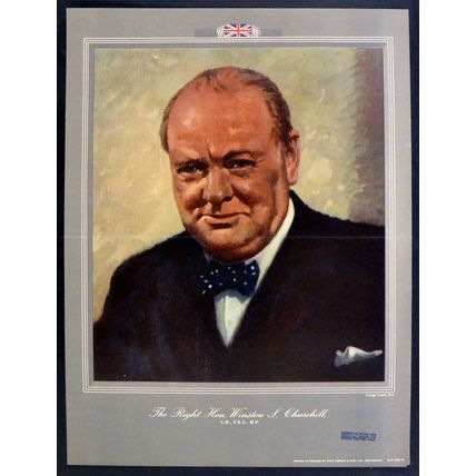 WINSTON CHURCHILL Prime Minister 1944 George Leech UK POSTER #C