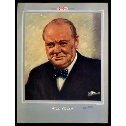 WINSTON CHURCHILL 1944 George Leech UK POSTER #F