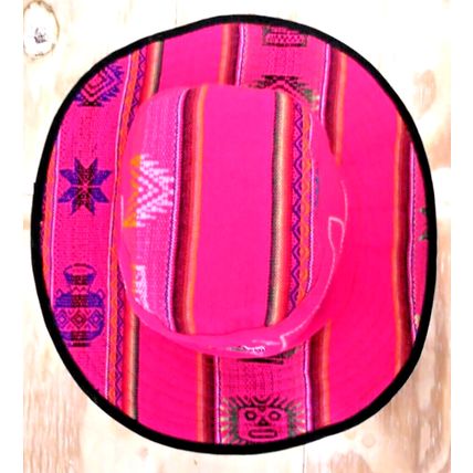 Machupicchu Cusco (PERU) Souvenir Bucket Hat Hand Woven Pink Unisex Hiking Flaw
